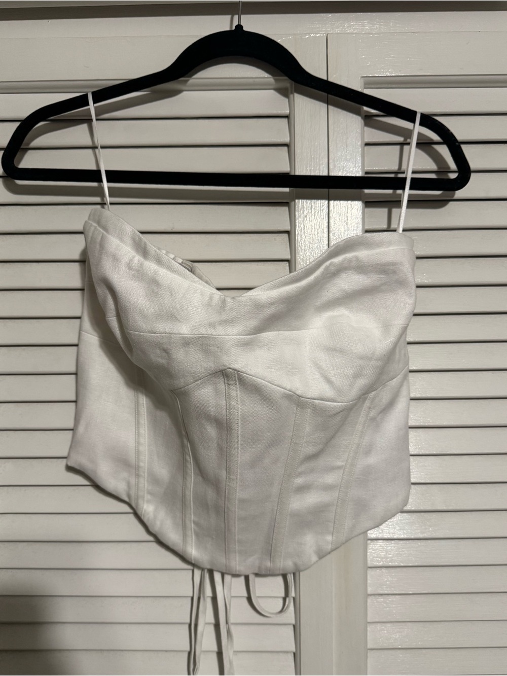 Reformation White Corset-Style Spaghetti Strap Camisole